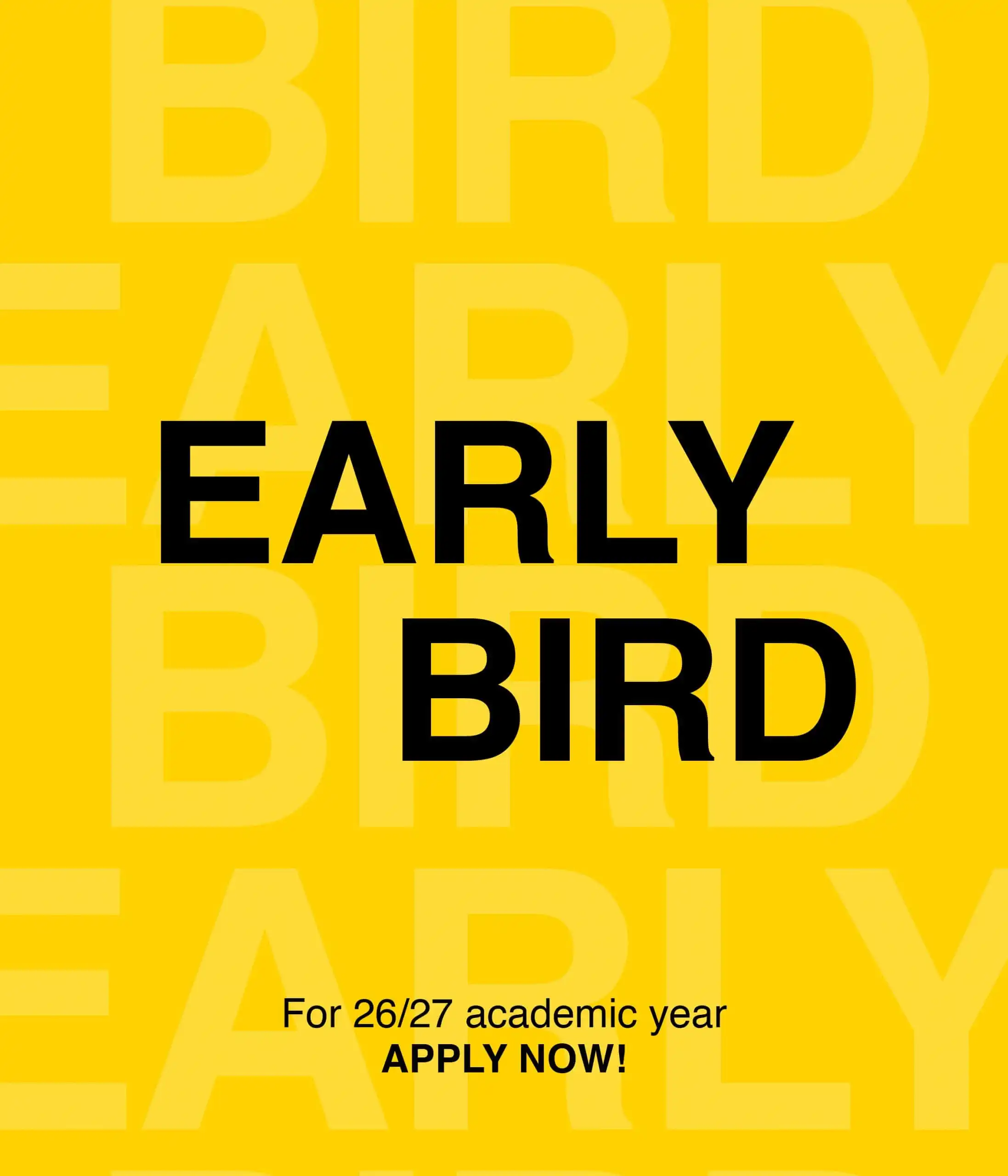 Early Bird scholarship poster by Raffles Milano